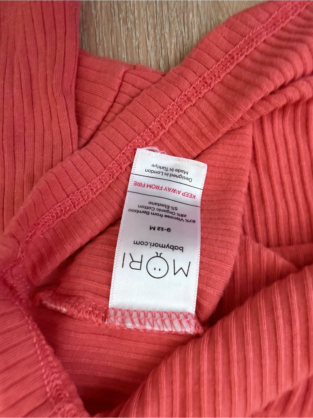 Mori Coral Heart Ribbed Pajama Set - Coral Pink — image 4 of 4